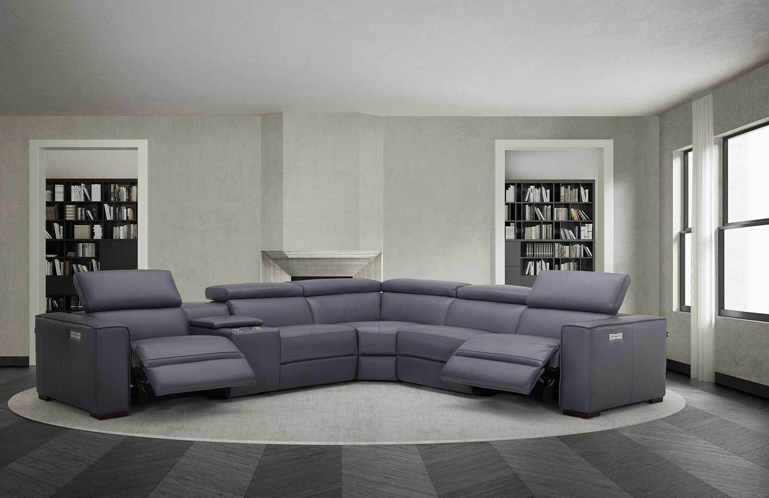 J and M Furniture Living Room Picasso 6pc Motion Sectional In Dark Grey