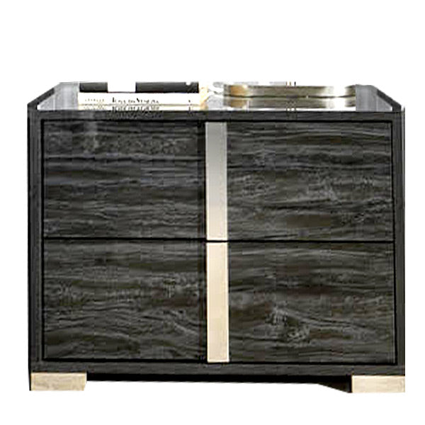 J and M Furniture Nightstands Alice Gloss Grey Nightstand