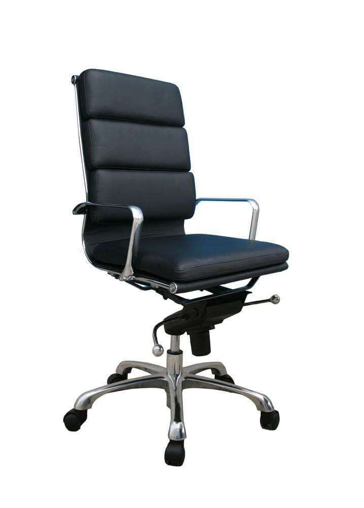 J and M Furniture Office Furniture Black Plush Brown High Back Office Chair