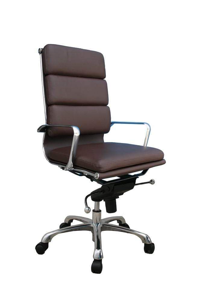 J and M Furniture Office Furniture Brown Plush Brown High Back Office Chair