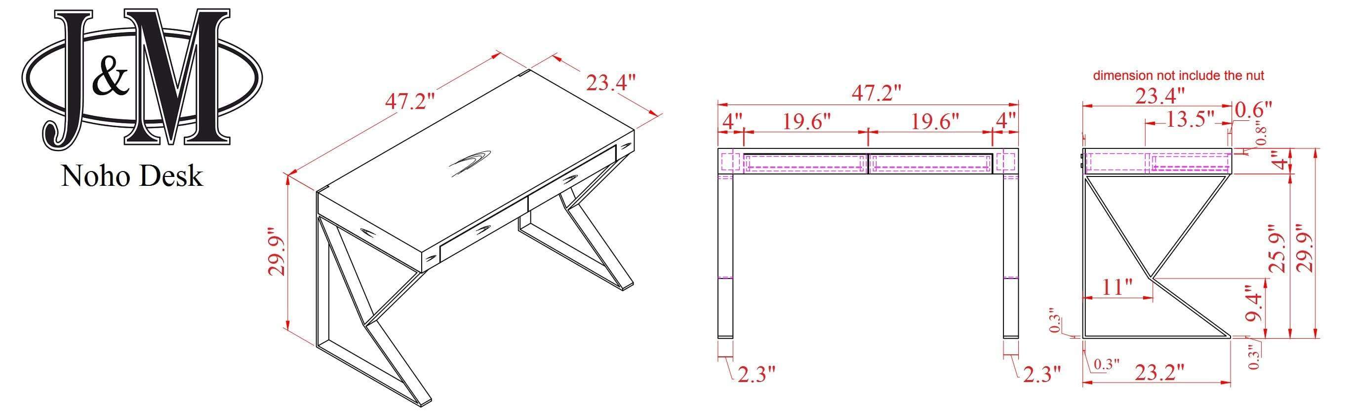 J and M Furniture Office Furniture Noho Desk in White
