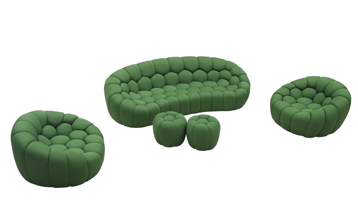 J and M Furniture Ottoman Fantasy Fabric Ottoman in Green