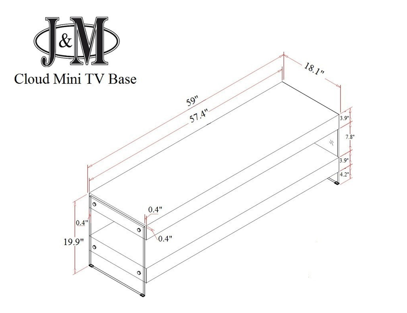 J and M Furniture TV Stand & Entertainment Centers Cloud Mini TV Base White High Gloss | J&M Furniture