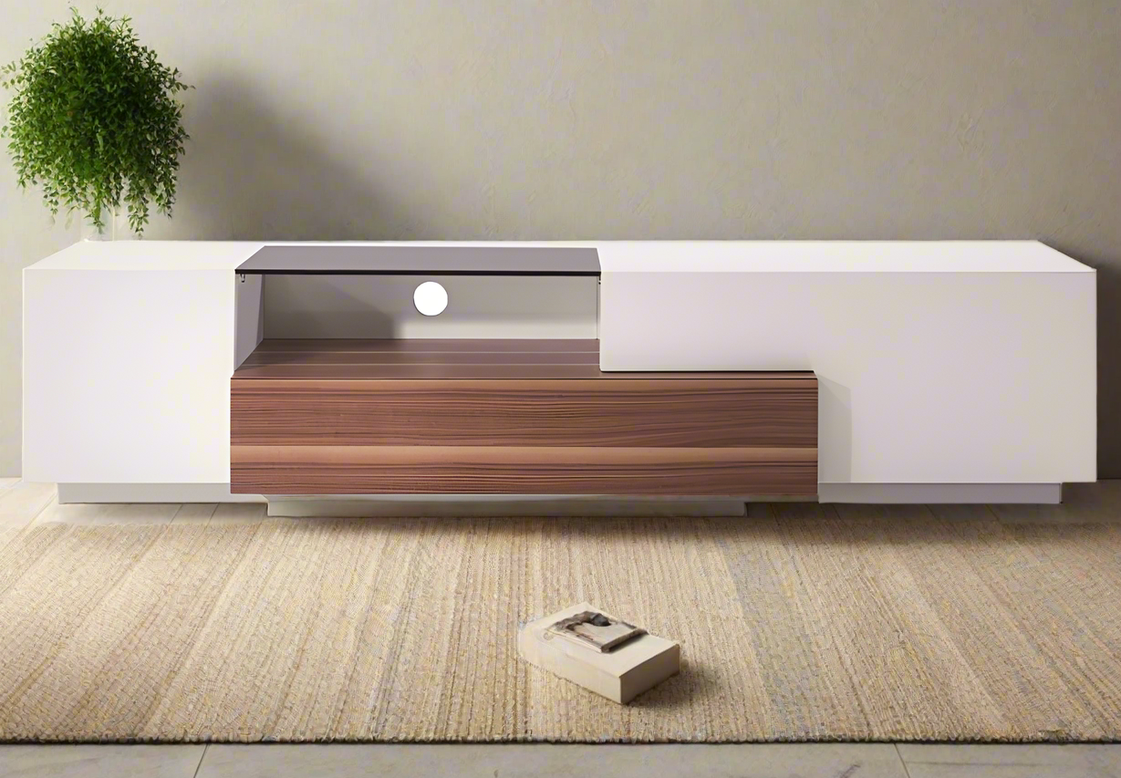 J and M Furniture TV Stand & Entertainment Centers Modern TV Base TV015 In Walnut/White Gloss | J&M Furniture