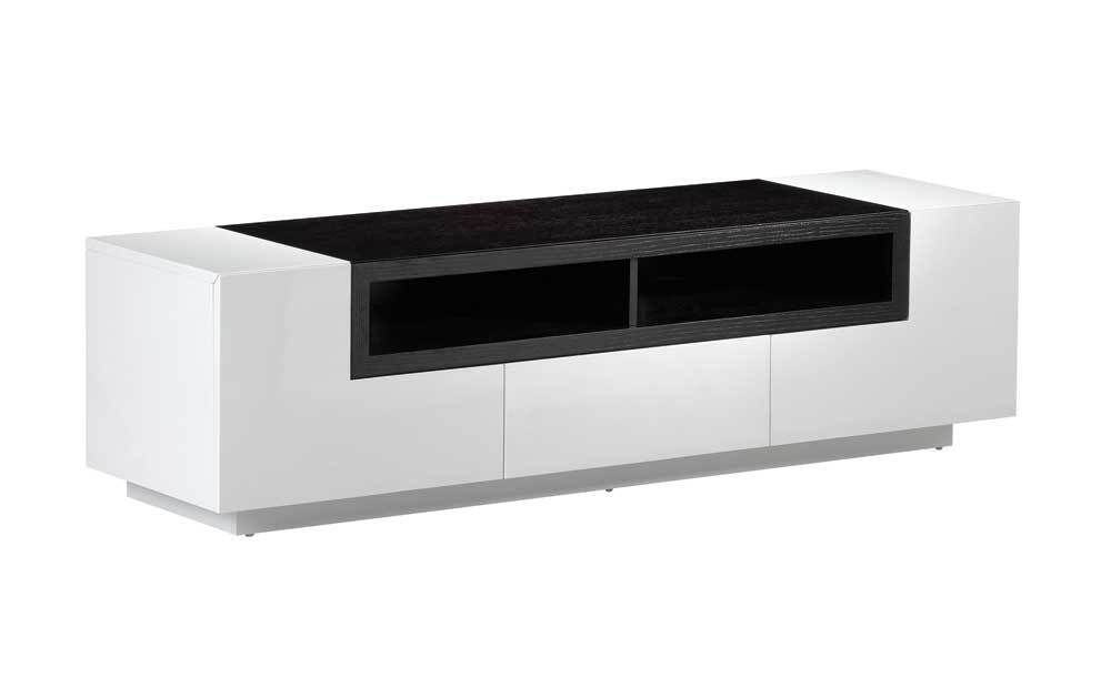 J and M Furniture TV Stand & Entertainment Centers TV Stand TV002 in White High Gloss/Dark Oak | J&M Furniture