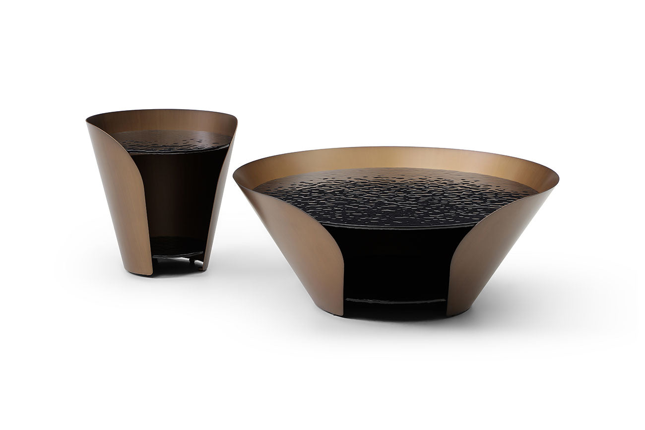 JnmFurniture.com Occasional Tables Vanta End Table | Modern Glass Side Table with Bronze Base