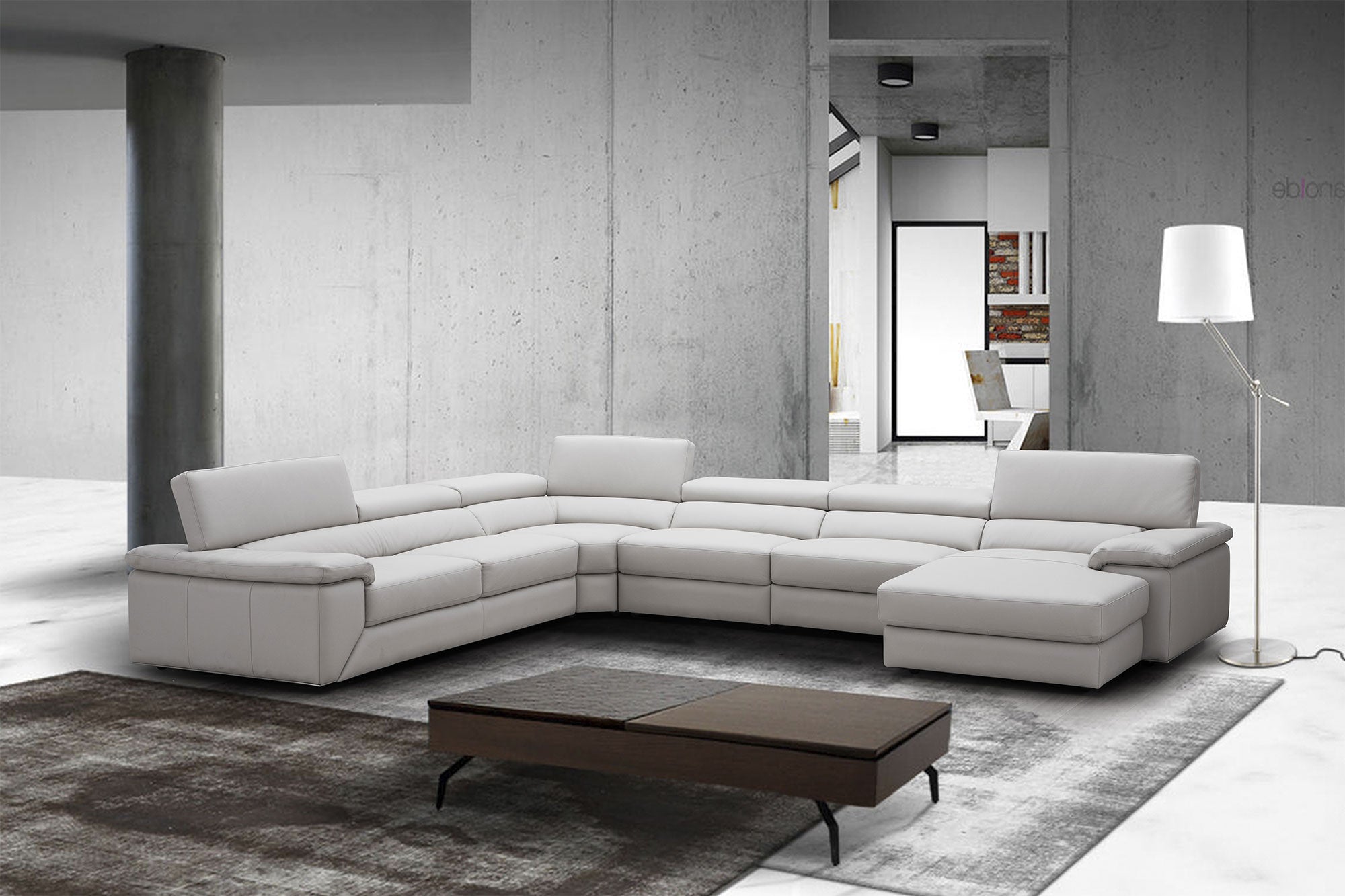 Kobe Leather Sectional in Silver Grey | J&M Furniture - Canal Furniture