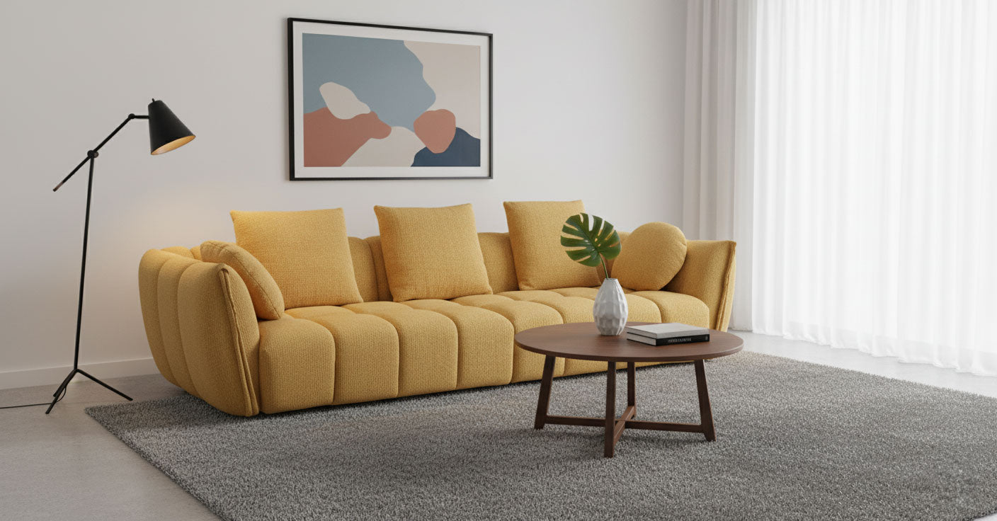 Lennox Fabric Sofa in Mustard | J&M Furniture - Canal Furniture