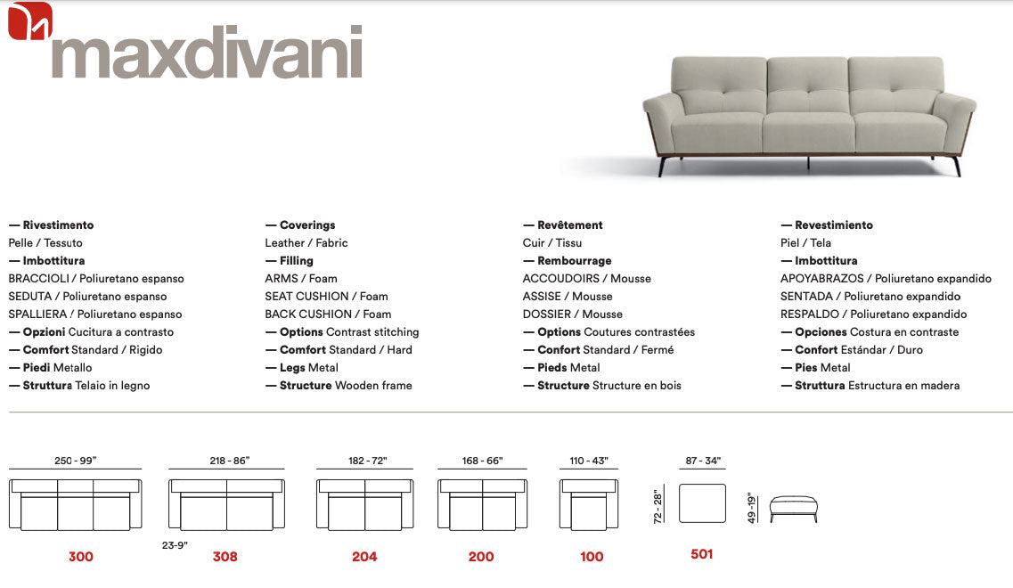 Max Divani Couches & Sofa Noa Fabric Sofa | Max Divani