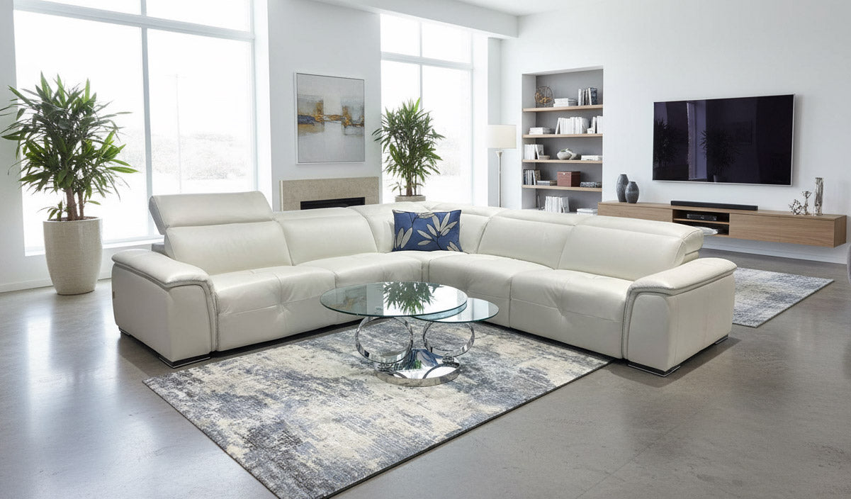 Mayon Leather Sectional | Max Divani - Canal Furniture