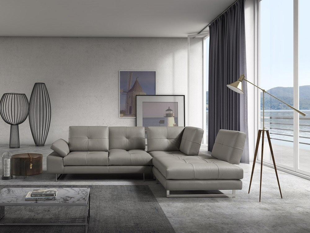 Prive Leather Sectional in Grey | J&M Furniture - Canal Furniture