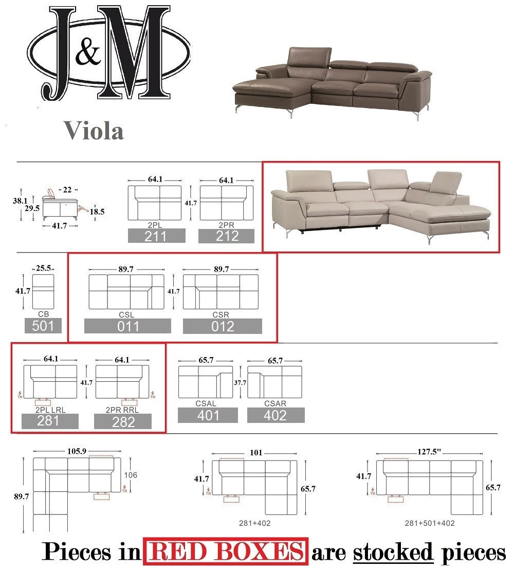 Viola Premium Leather Sectional, J&M Furniture - Canal Furniture