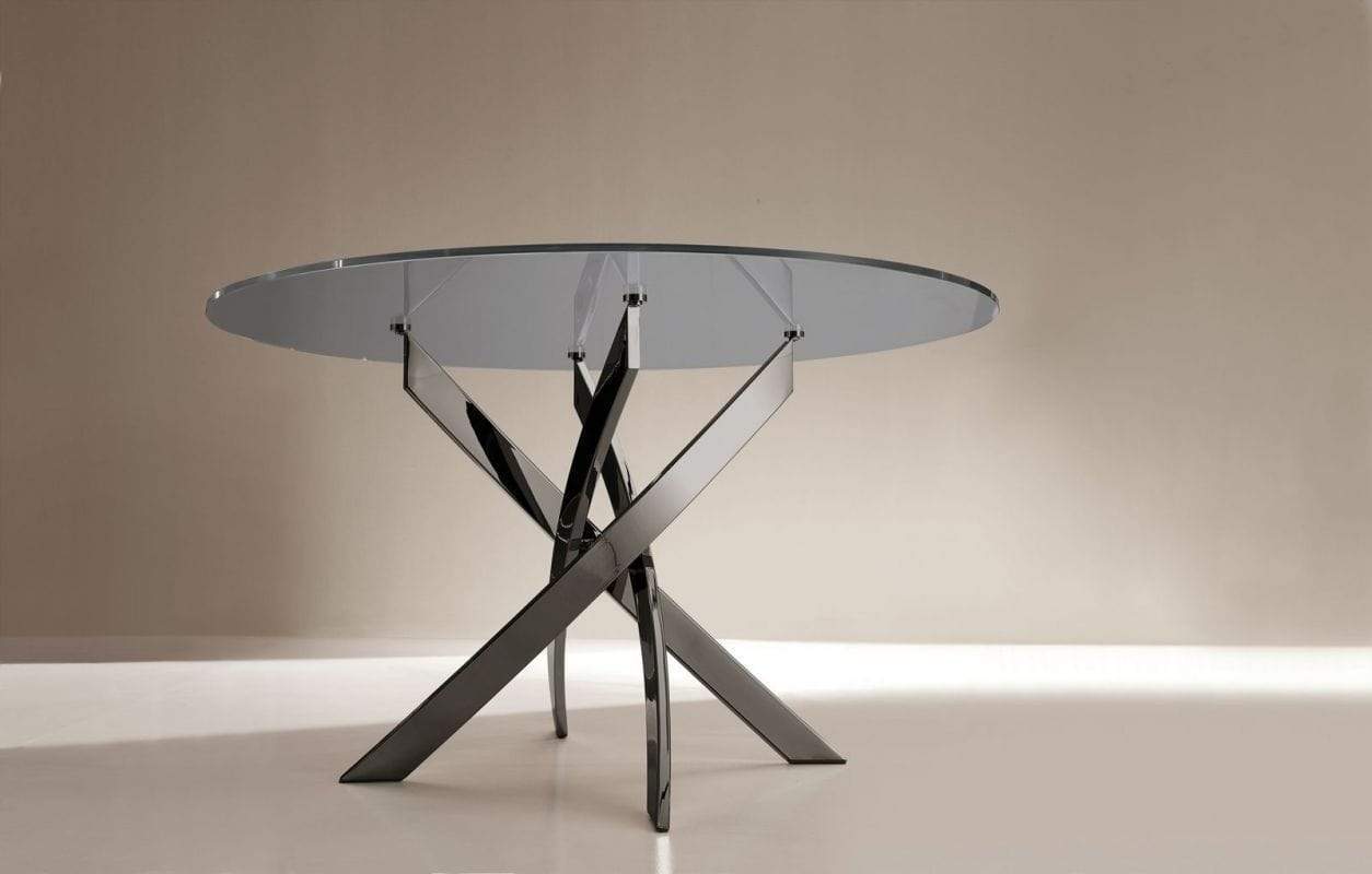 Bontempi Casa Dining Room Barone Round Glass Table 1.58