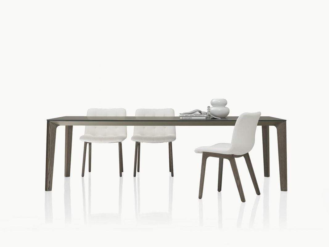 Versus Wooden Lacquered Glass Top Table - Main Image