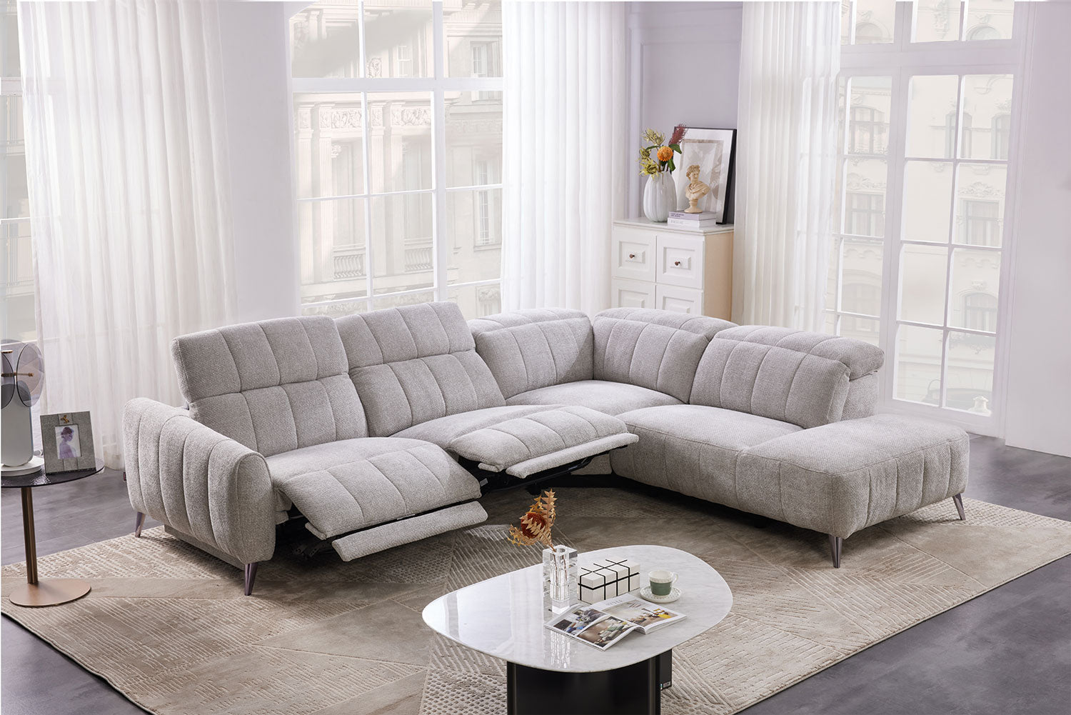 50738 Motion Fabric Sectional in Light Grey | J&M Furniture - Canal Furniture