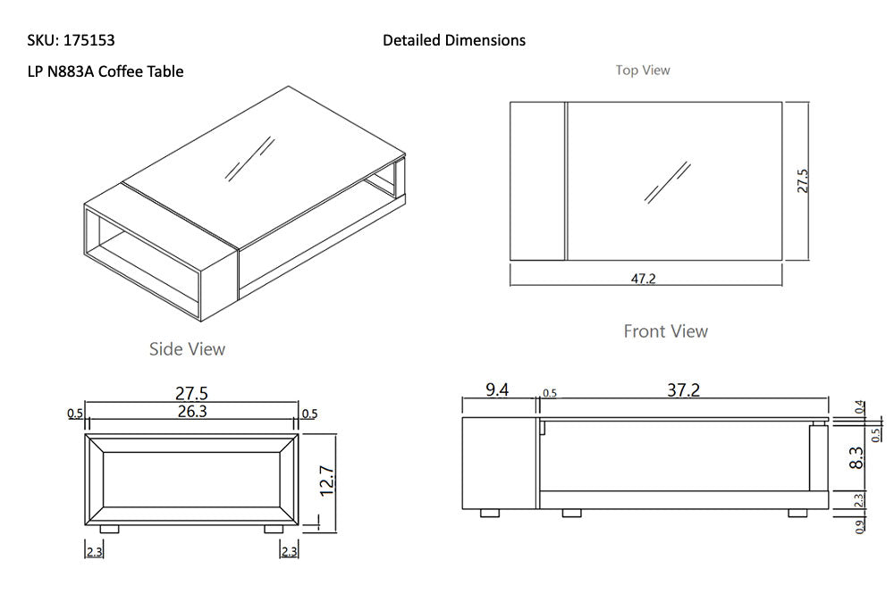 883 Modern Coffee Table | J&M Furniture - Canal Furniture
