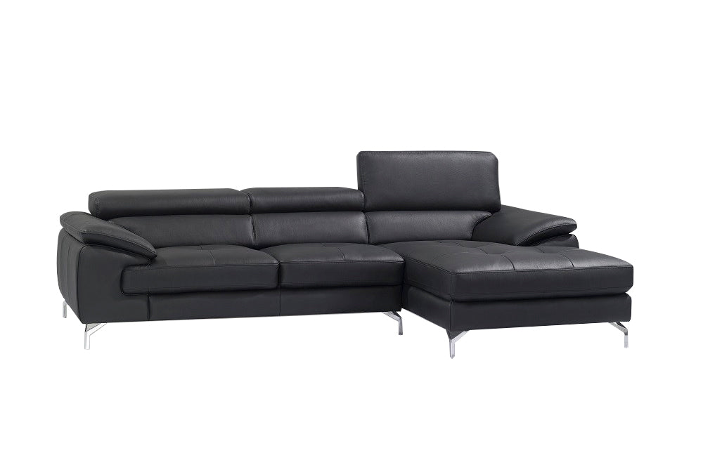 A973b Premium Leather Mini Sectional in Black | J&M Furniture - Canal Furniture