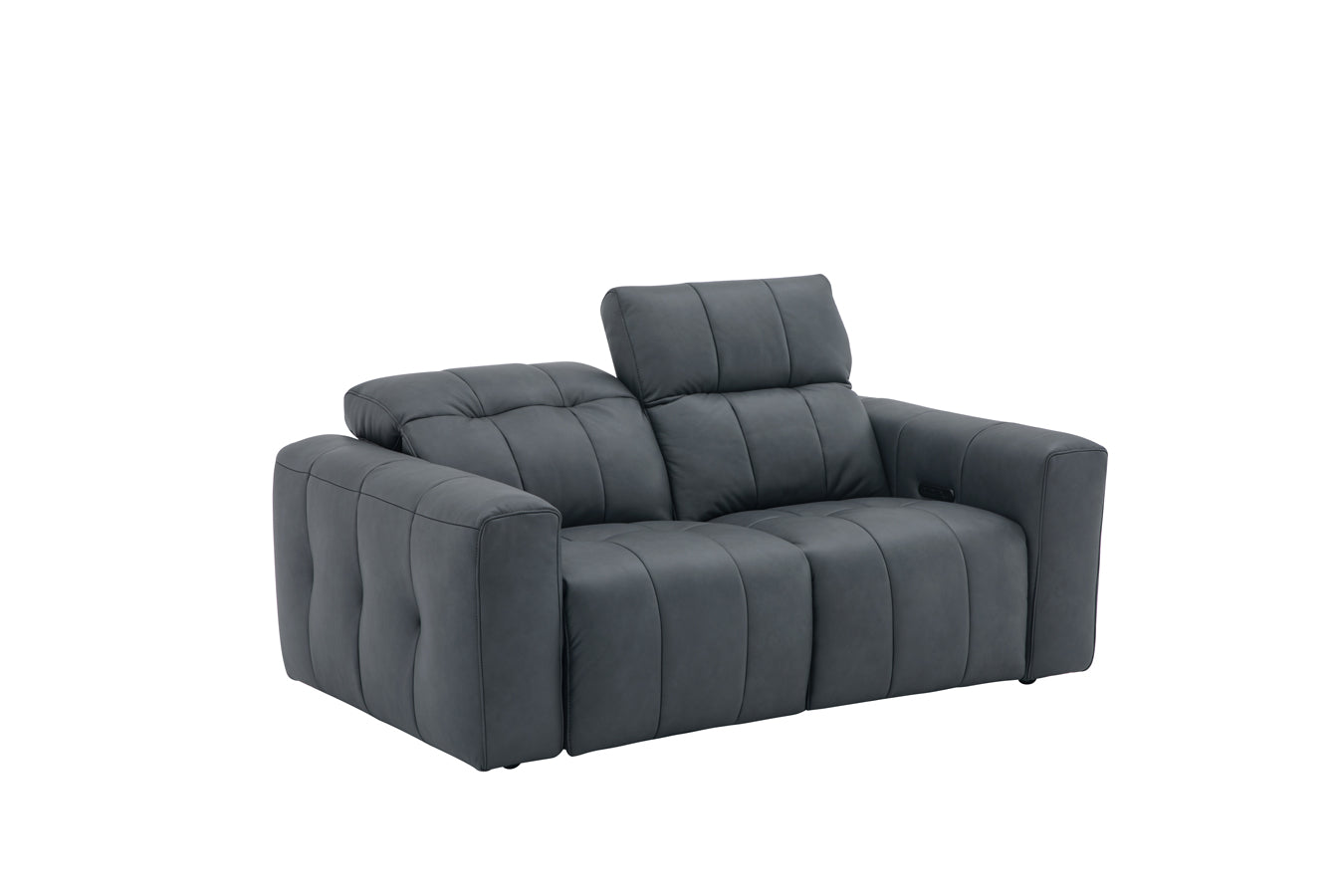 Prescott Leather Loveseat in Dark Grey | J&M Furniture - Canal Furniture