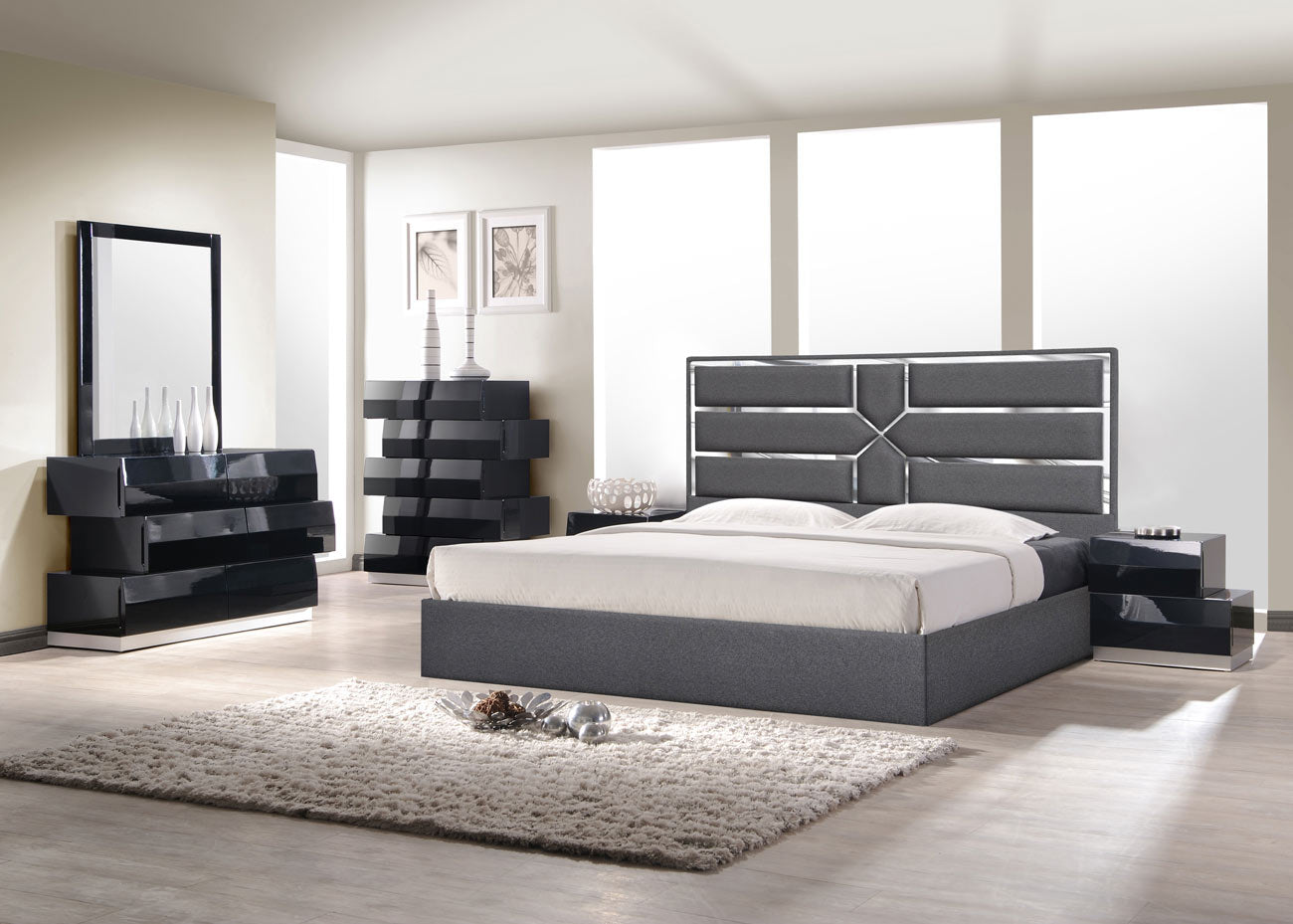 Da Vinci Bed in Charcoal - Canal Furniture