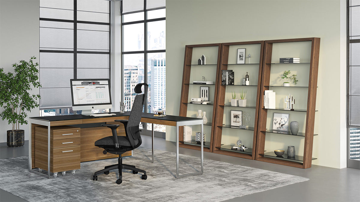 Eileen 5166 Modern Leaning Glass Shelf | BDI Furniture - Canal Furniture