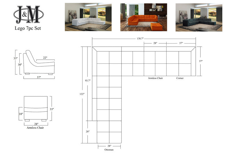 Lego Sofa Collection in Grey | J&M Furniture - Canal Furniture