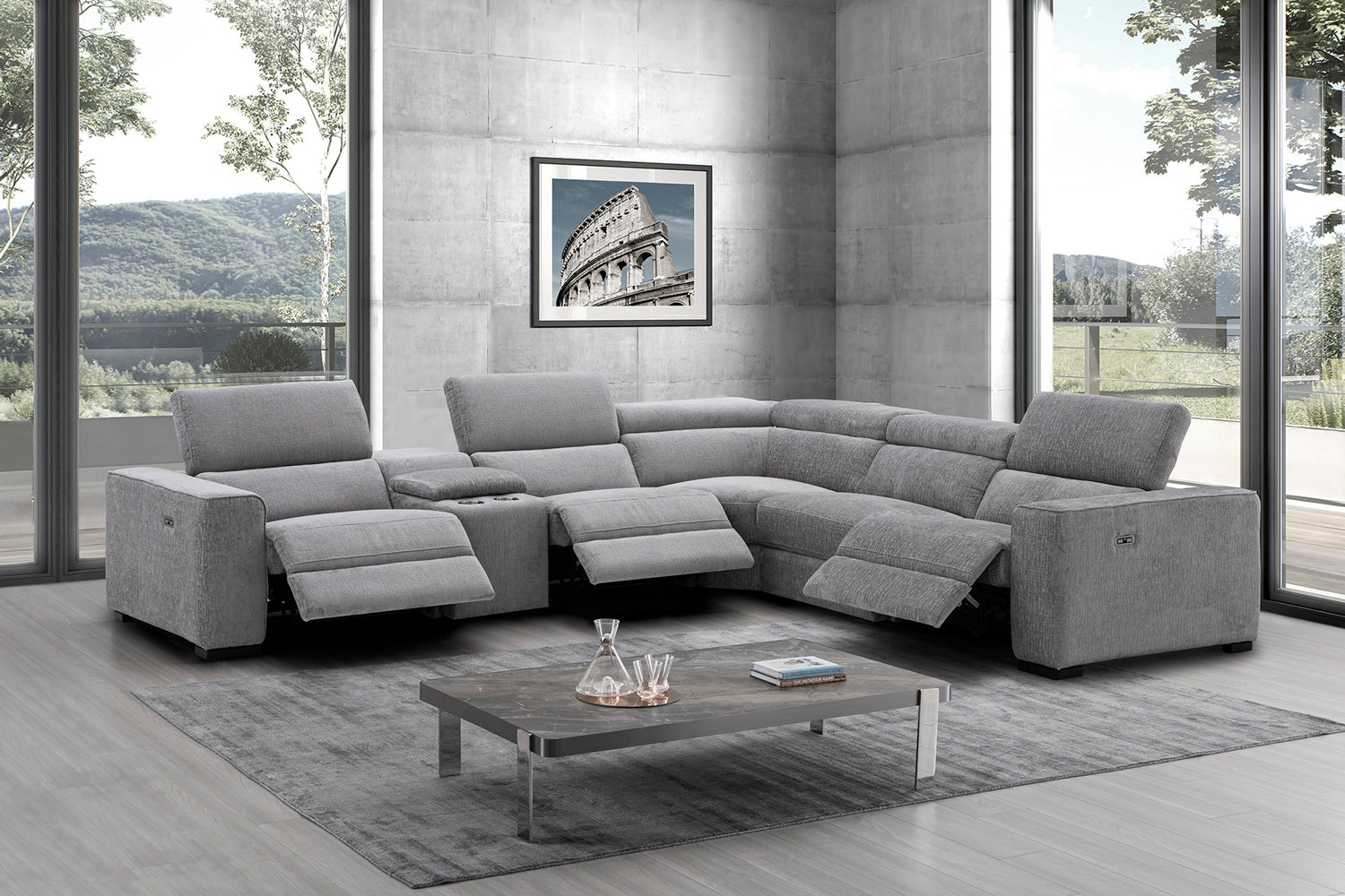 Picasso Motion Fabric Sectional in Light Grey | J&M Furniture - Canal Furniture