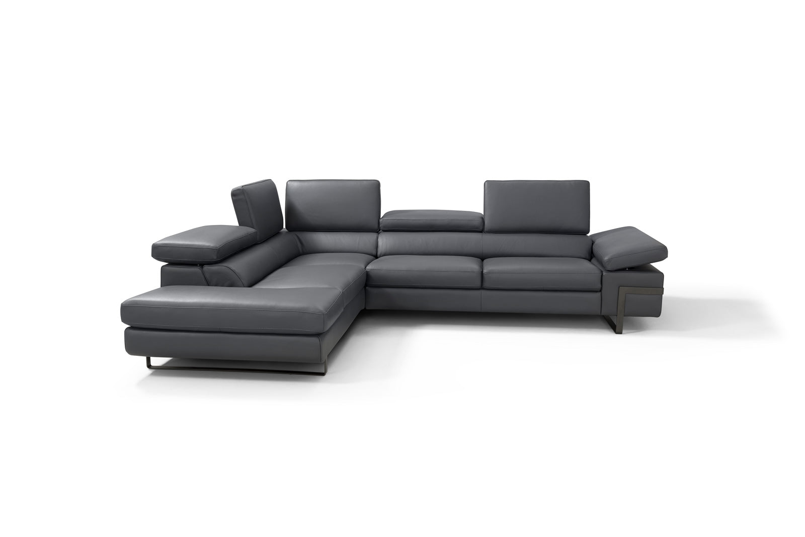 Rimini Italian Leather Sectional in Dark Grey (i867) - Canal Furniture