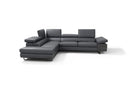 Rimini Italian Leather Sectional in Dark Grey (i867)