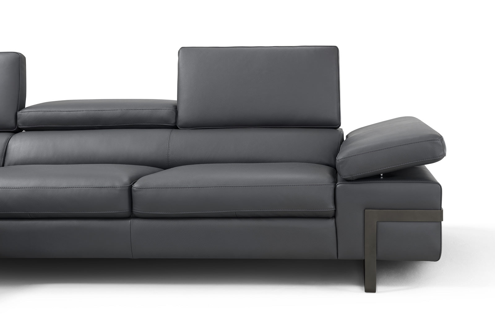 Rimini Italian Leather Sectional in Dark Grey (i867) - Canal Furniture