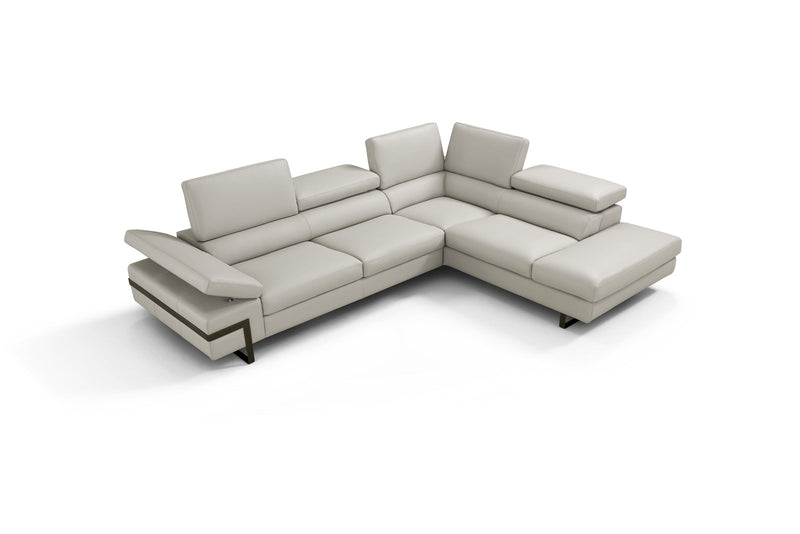 Rimini Italian Leather Sectional in Light Grey (i867)