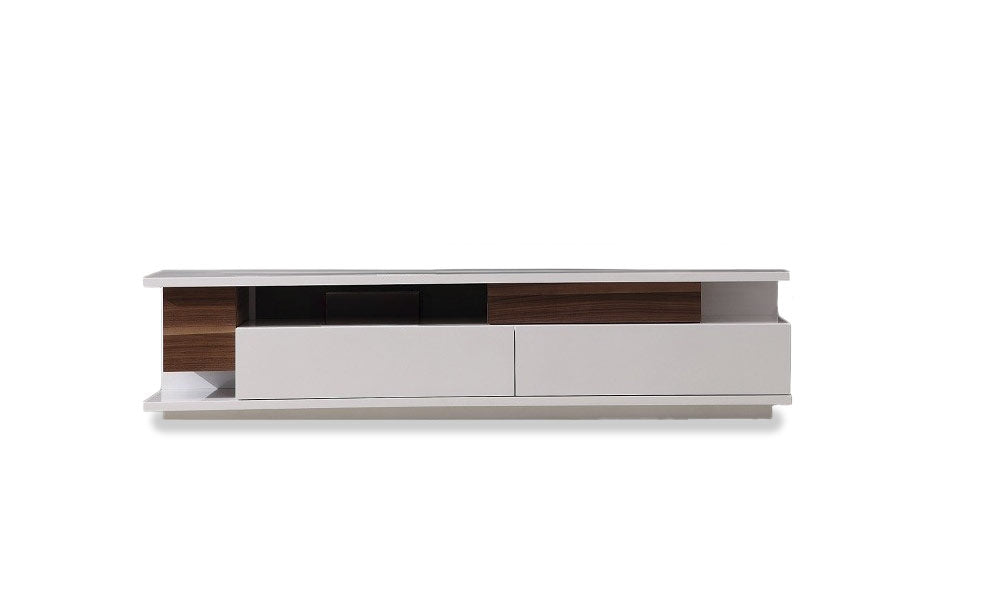 TV Stand 061 in White High Gloss & Walnut | J&M Furniture - Canal Furniture