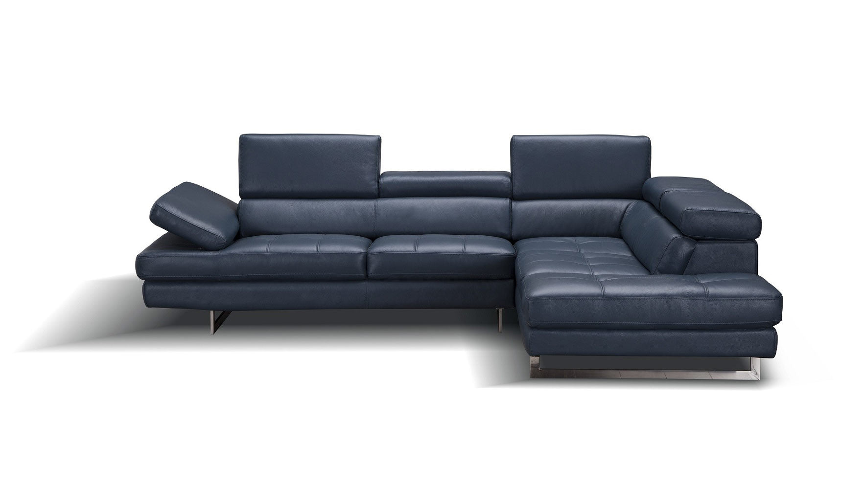 Forza A761 Italian Leather Sectional In Blue - Canal Furniture