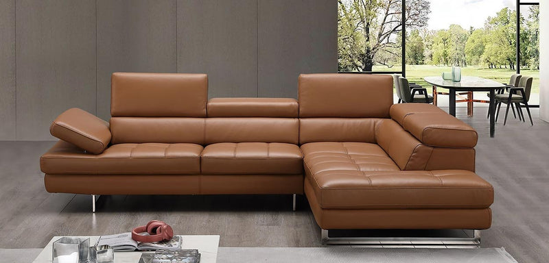 Forza A761 Italian Leather Sectional In Brown