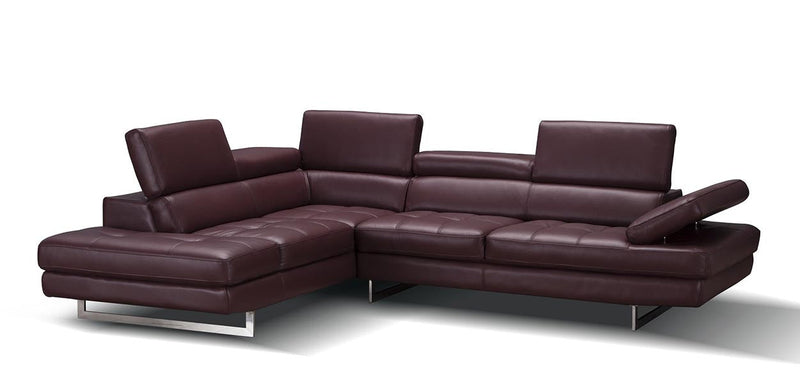 Forza A761 Italian Leather Sectional In Maroon