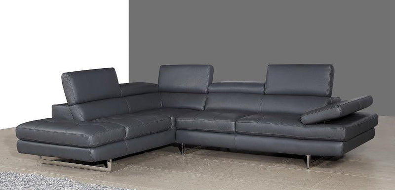 Forza A761 Italian Leather Sectional In Brown