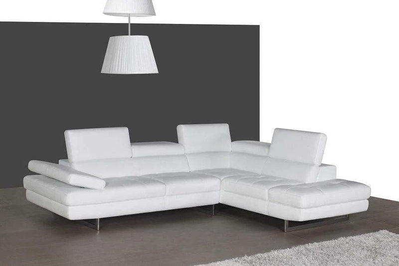 Forza A761 Italian Leather Sectional In Black