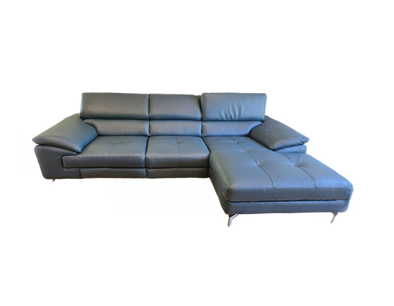 A973b Premium Leather Mini Sectional in Blue | J&M Furniture