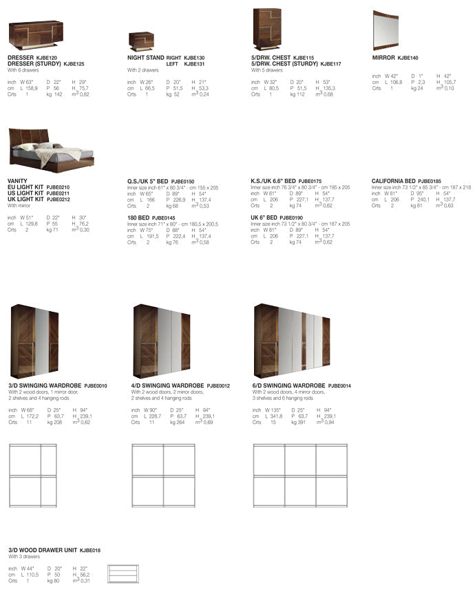 Alf Italia Bedroom Sets Bellagio Italian Bed in Coffee Walnut