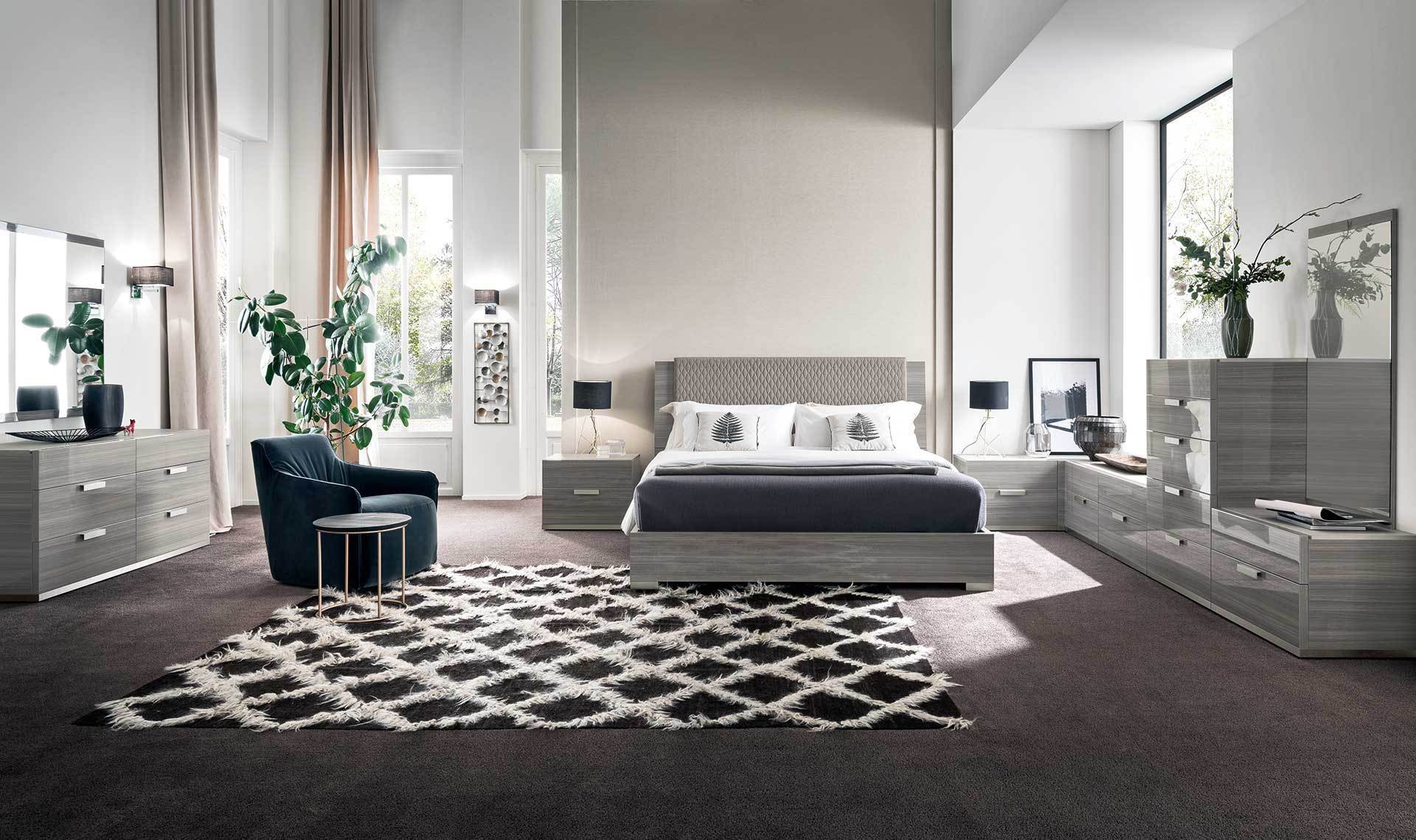 Alf Italia Bedroom Sets Iris Platform Bed w/ Upholstered Headboard
