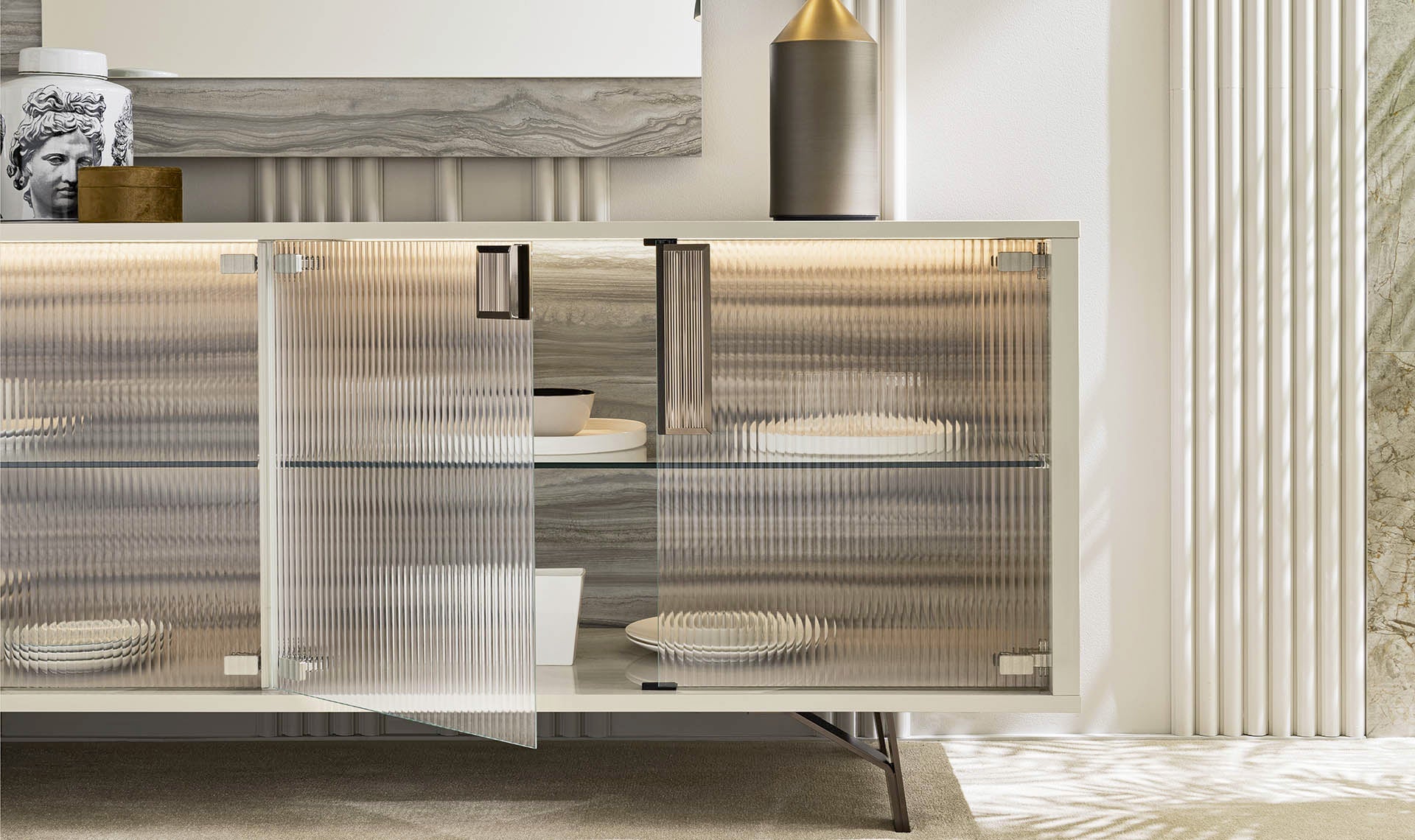 Alf Italia Sideboards & Buffet Jupiter 4 Glass Door Buffet - 82"