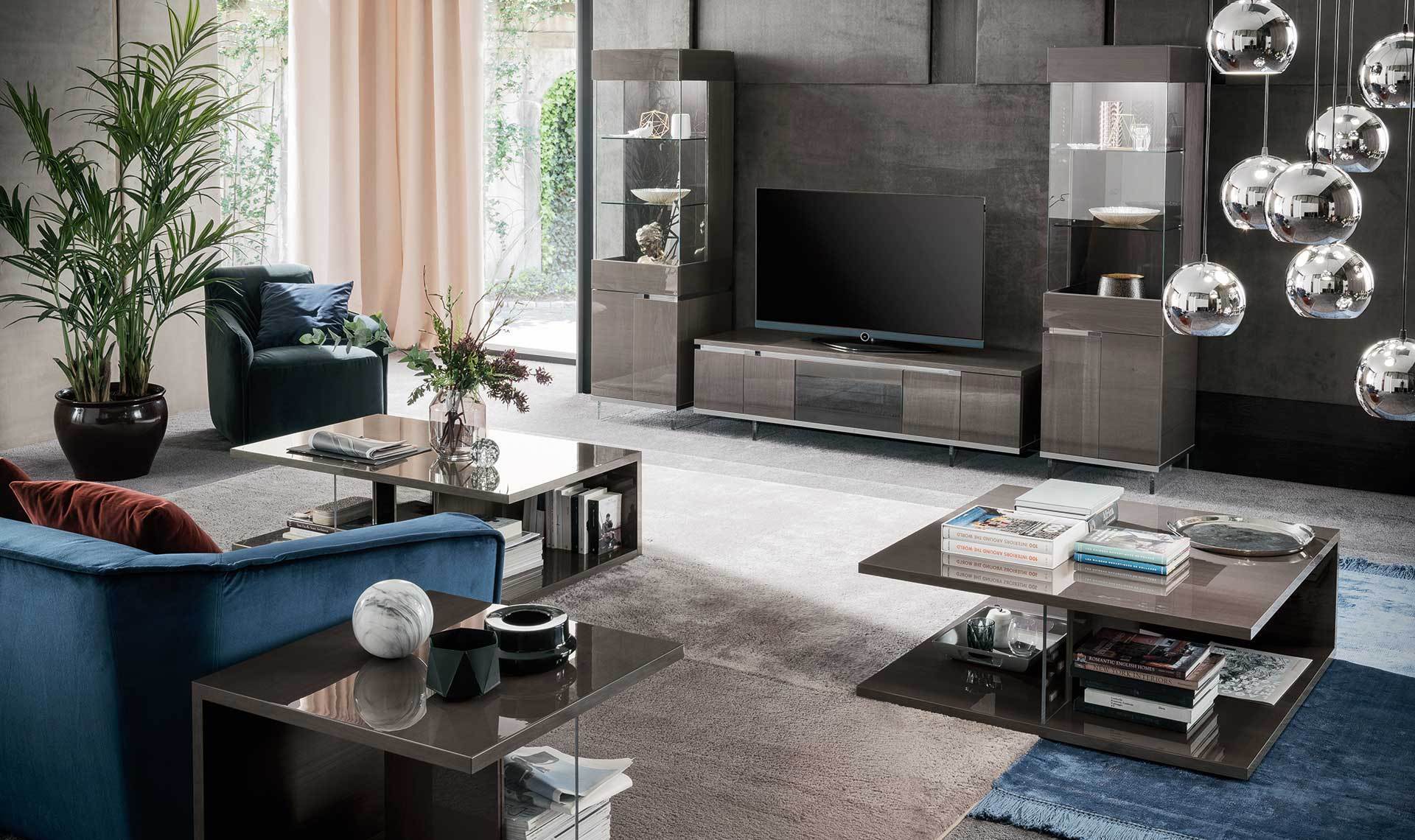 Athena Modern TV Base in High Gloss Walnut – ItalMod Furniture
