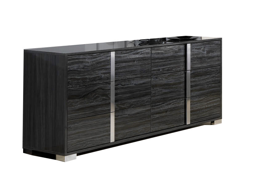 Alice Dresser & Mirror in Glossy Grey - Canal Furniture