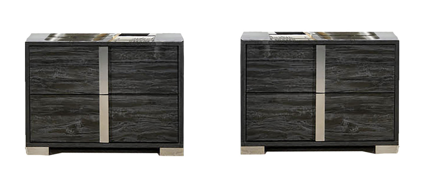 Alice Gloss Grey Nightstand - Canal Furniture