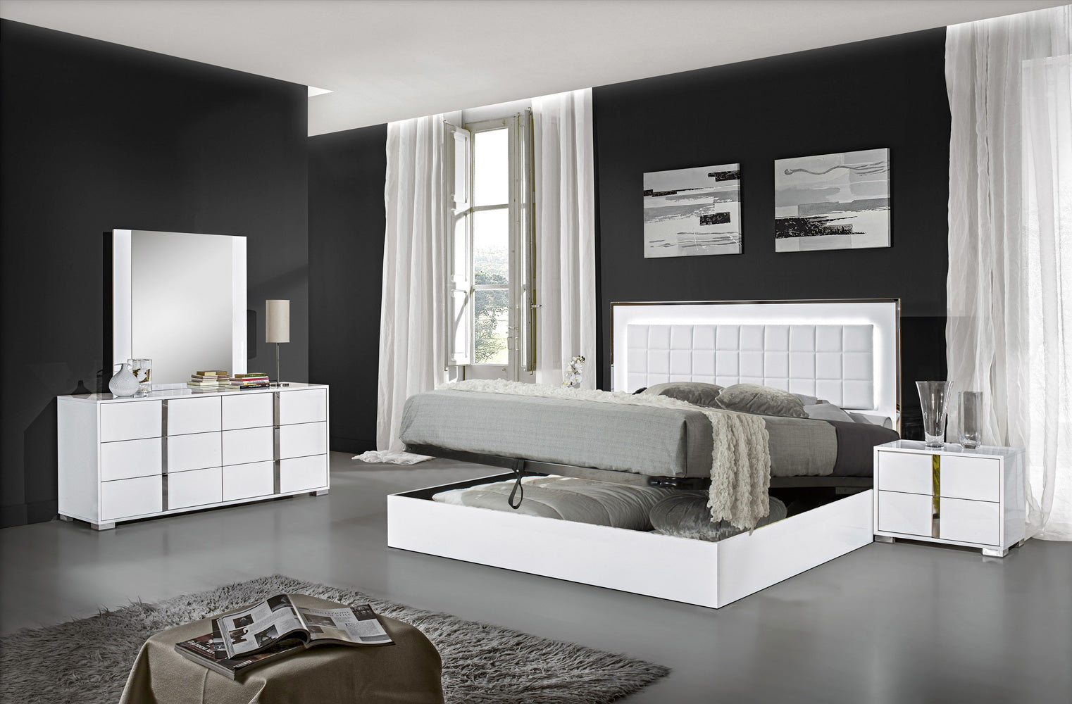 Alice Queen Storage Bed in Gloss White | J&M Furniture - Canal Furniture