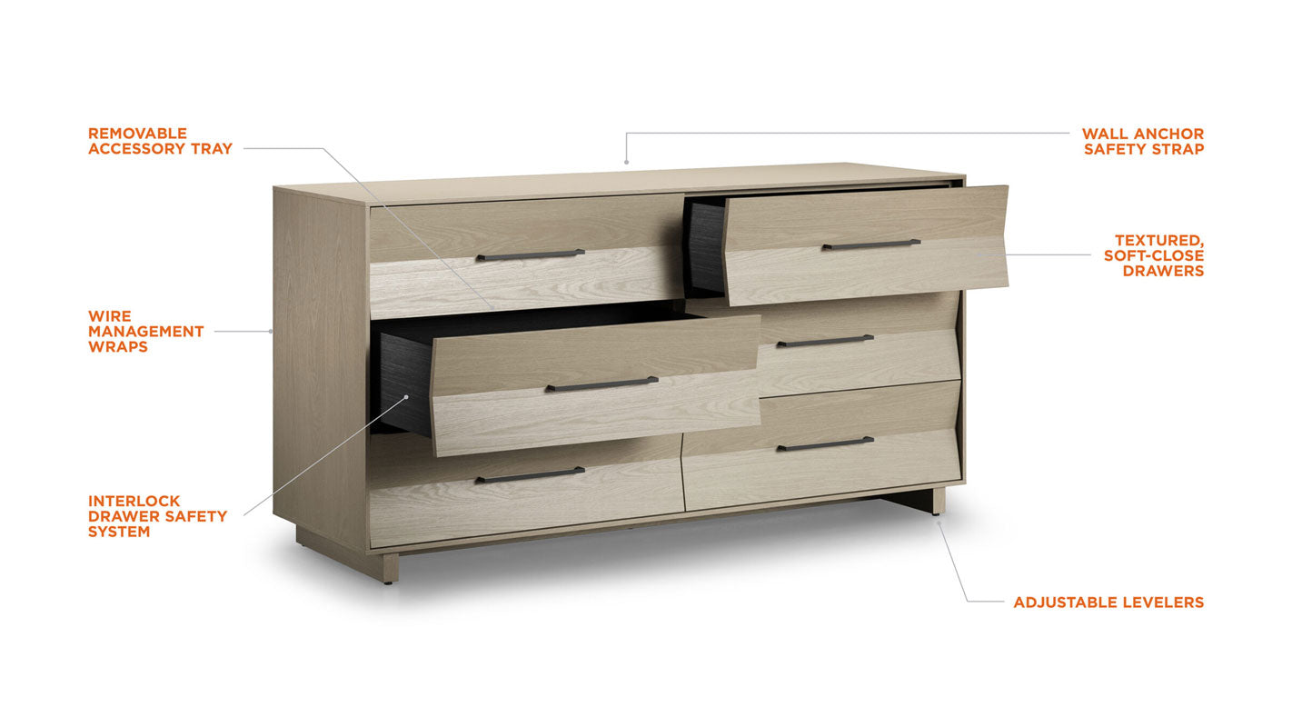 Kava Dresser in Washed Oak - 9686 – ItalMod Furniture