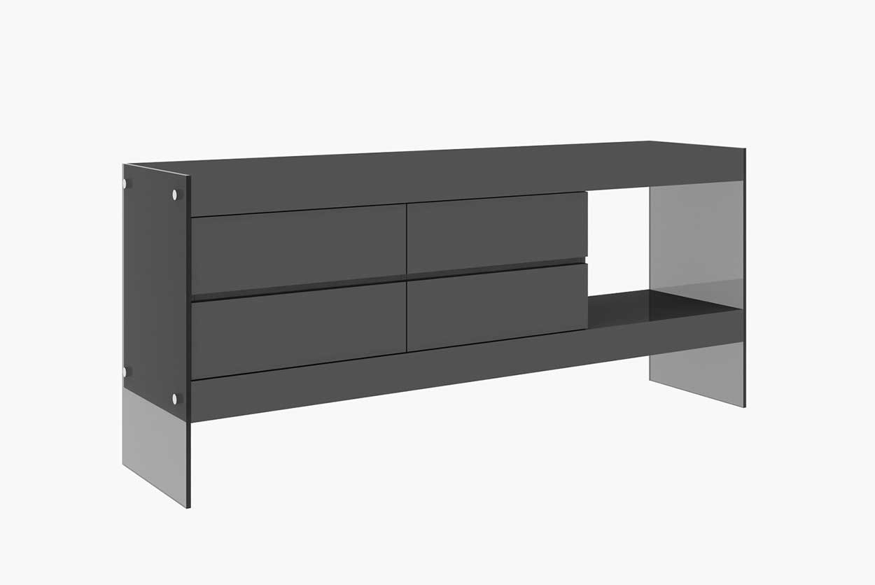 Grey Cloud Modern Buffet in High Gloss - Canal Furniture