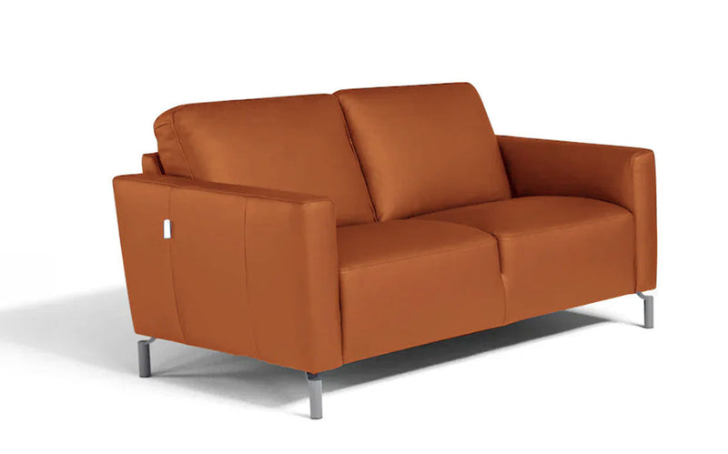 Caleb Leather Loveseat in Taupe | Max Divani