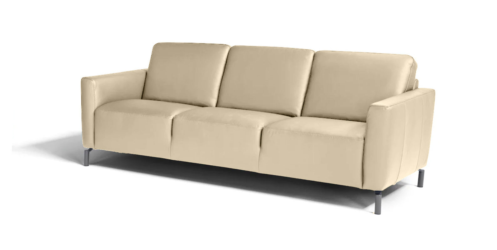 Caleb Leather Sofa in Taupe | Max Divani - Canal Furniture