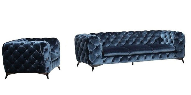 Glitz Fabric Sofa Collection in Blue | J&M Furniture