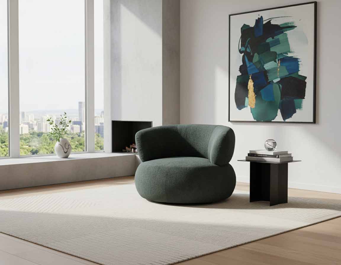 HF5512A Modern Fabric Armchair in Dark Green | J&M Furniture